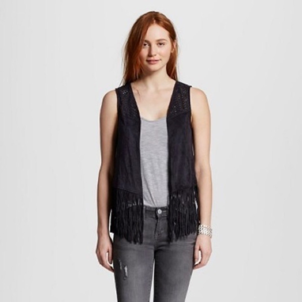 FESTIVAL Fringe Vest Faux Suede